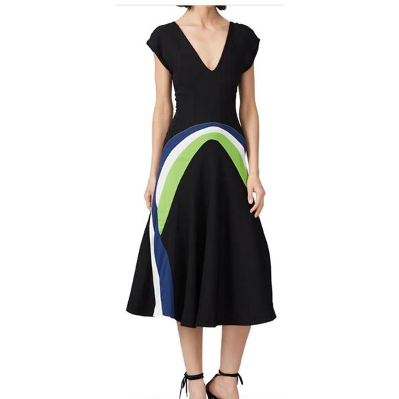 Koche Dress Decoupes Waist Midi Black 2 - Picture 1 of 10